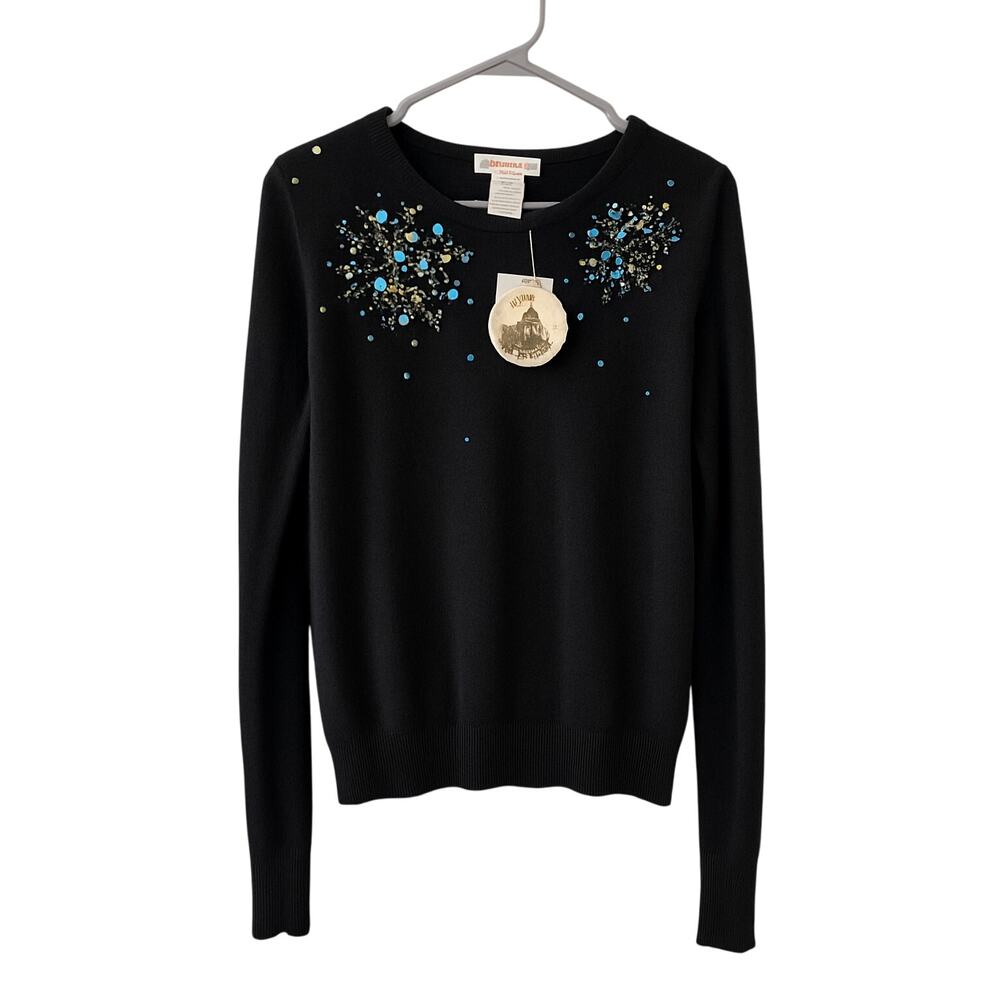 NWT Vintage Preston‎ & York Angora \ Beaded Christmas Sweater L Deadstock 2005